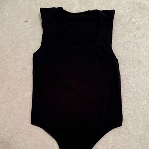 Black Square Neck Bodysuit